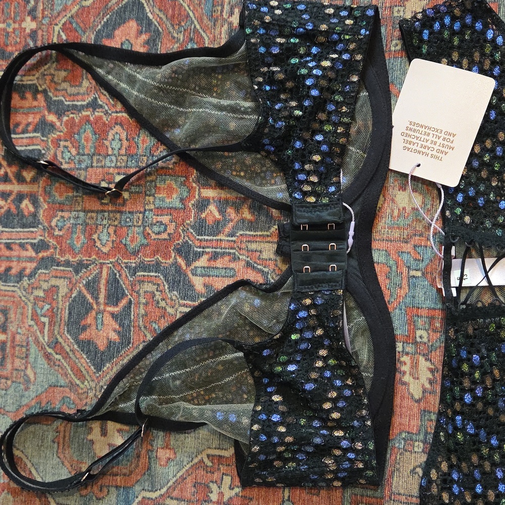 Savage X Fenty Disco Lace Up Sequin Bra Set - Picture 4 of 8